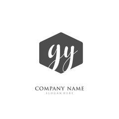 Handwritten initial letter G Y GY for identity and logo. Vector logo template with handwriting and signature style.