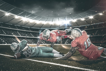 American football player in action on the olympic stadium