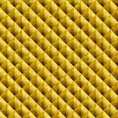 Decorative diamond shape - seamless pattern - Golden metallic surface of yellow orange color