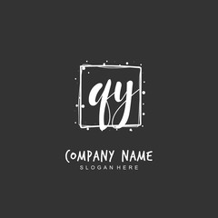 Handwritten initial letter Q Y QY for identity and logo. Vector logo template with handwriting and signature style.
