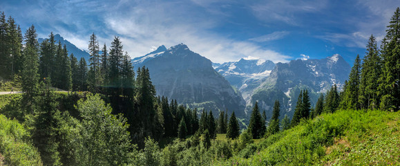 Panoramic view of Swiss Alp in Grindelwald, Switzerland