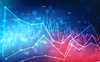 2d rendering Stock market online business concept. business Graph, financial stock market graph illustration ,concept of business investment and stock future trading
