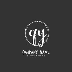 Handwritten initial letter Q Y QY for identity and logo. Vector logo template with handwriting and signature style.