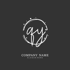 Fototapeta premium Handwritten initial letter Q Y QY for identity and logo. Vector logo template with handwriting and signature style.