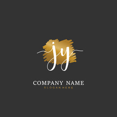  Handwritten initial letter J Y JY for identity and logo. Vector logo template with handwriting and signature style.