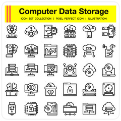 computer data storage icons set , concept design 