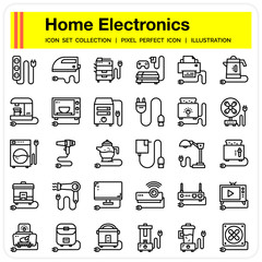 Home Electronics  icons set, design pixel perfect icons set.