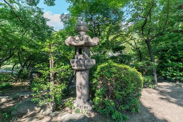 Japanese Stone Lantern in a Japanese Garden