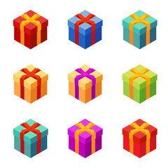 Set vector isometric gift box