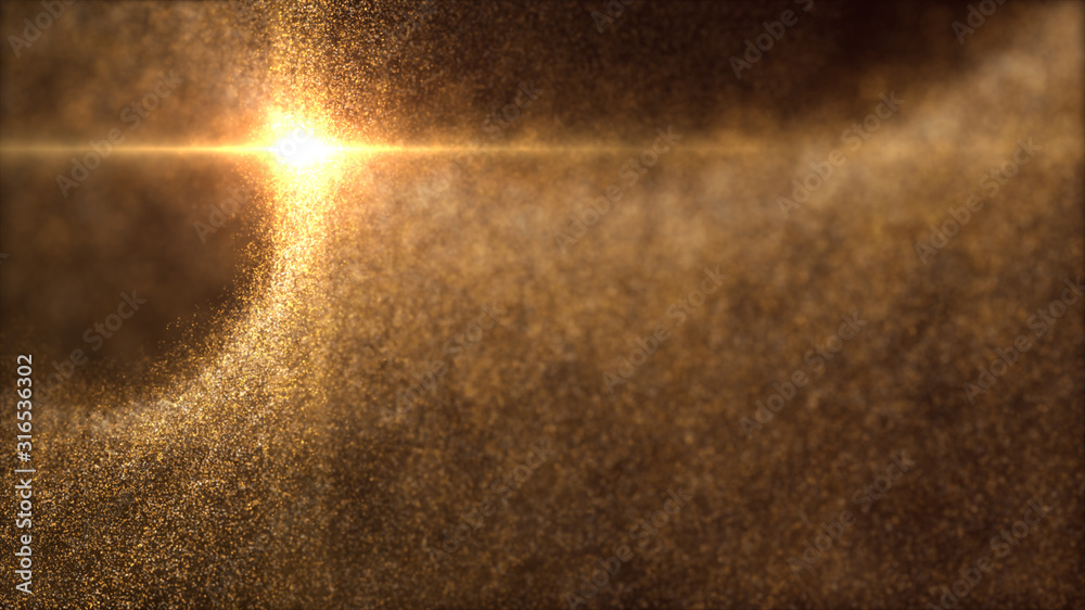 Aufkleber Defocus mysterious sparkling illuminated dust particles floating in the abyss for celebration and festive theme abstract texture background