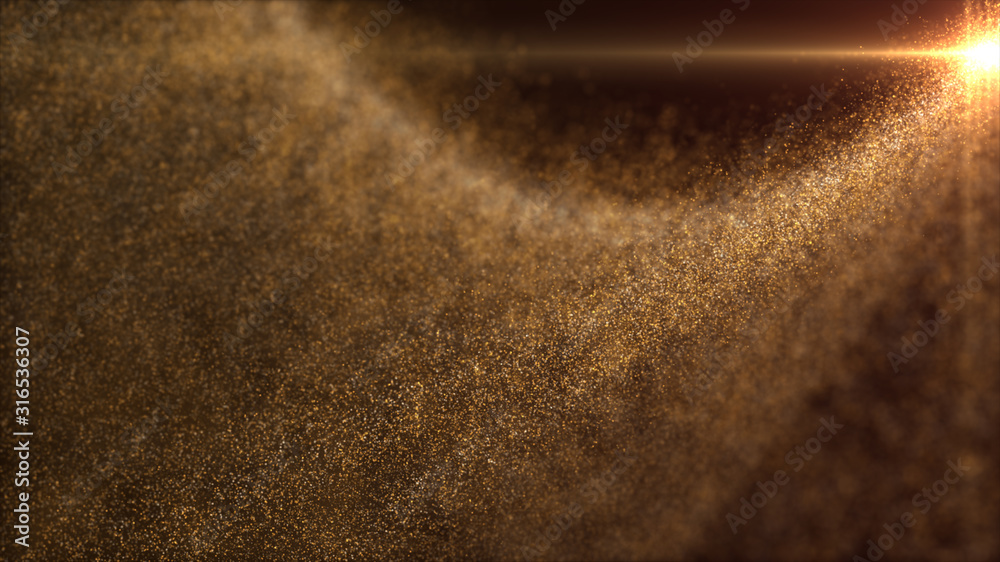 Aufkleber Defocus mysterious sparkling illuminated dust particles floating in the abyss for celebration and festive theme abstract texture background