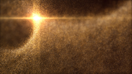 Defocus mysterious sparkling illuminated dust particles floating in the abyss for celebration and festive theme abstract texture background