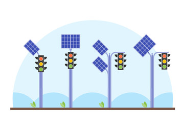 Obraz premium Solar Panel Traffic Light vector illustration design. Green energy electricity element. Can be used for web and mobile development suitable for infographic