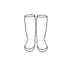 Rubber buts. Gardening icon. Ink hand drawn monochrome art design elements stock vector illustration for web, for print, for label