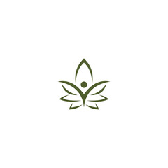 Fototapeta na wymiar Healthy People and Cannabis Leaf logo design