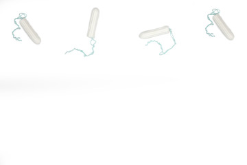 clean cotton tampons isolated on white white background, menstrual concept space for text
