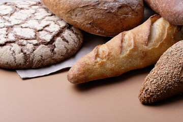 Fresh bread and baguette. Bakery Products