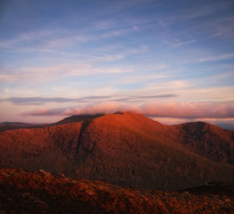 Fototapeta na wymiar Scenic Kerry mountains in sunset tones, Co. Kerry, Ireland