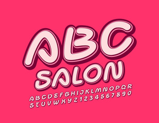 Vector bright Alphabet for stylish logo, banner, sign. Pink Retro font. Handwritten Letters and Numbers set