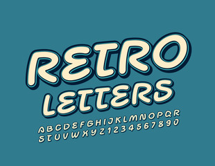 Vector Retro Alphabet Letters and Numbers. Trendy handwritten Font
