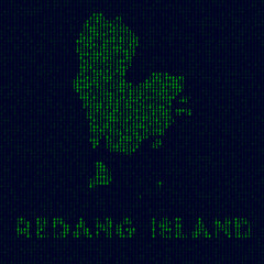 Digital Redang Island logo. Island symbol in hacker style. Binary code map of Redang Island with island name. Appealing vector illustration.