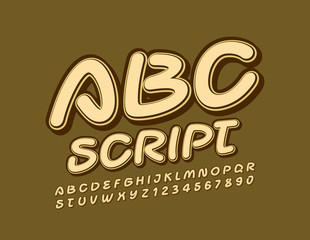 Vector Retro Alphabet. Old fashioned Font. Vintage trendy Letters and Numbers