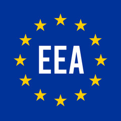 EEA, European Environment Agency  sign illustration with the European flag