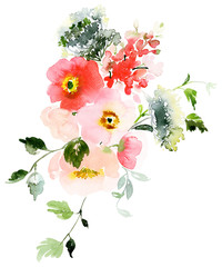 Watercolor greeting card with anemone on a white background - 316538923