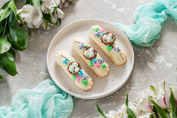 Chocolate Marshmallows Eclairs with Easter Decor