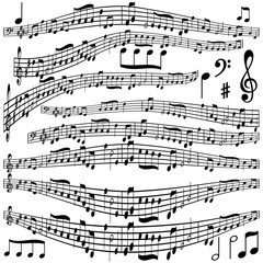 Obraz premium Musical notes isolated on white background. A set of musical notes.