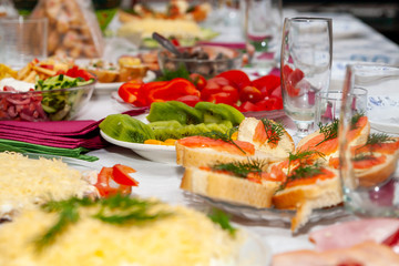 Festive table in Russia. Snack on the festive table.