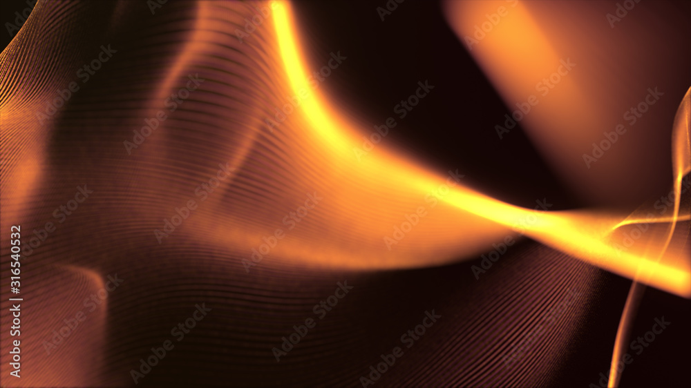 Poster Defocus mysterious sparkling illuminated line particles floating in the abyss for celebration and festive theme abstract texture background