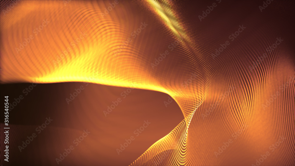 Fototapete Defocus mysterious sparkling illuminated line particles floating in the abyss for celebration and festive theme abstract texture background