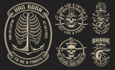 Set of vector illustrations for the pirate theme