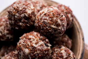 Aliv Laddu, Halim Ladoo or Garden cress Seed sweet Balls a very nutritious food in winters or for New Moms. popular food from India. served in a bowl or plate