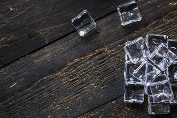 Fototapeta premium ice cubes. artificial crystal clear transparent piece. concept. food background. top view. copy space