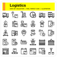 Logistics icons set, design pixel perfect icons set. web design element UI and UX, mobile app