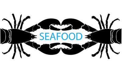 Seafood vector illustrations.Lobster Silhouette Icon on White Background. Vector - Vector