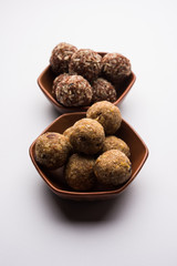 Group of Dink, Gond  , Aliv, Halim laddu, Laddoo, Ladu, Ladoo Made using Garden cress Seed and edible gum, sweet food