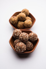 Group of Dink, Gond  , Aliv, Halim laddu, Laddoo, Ladu, Ladoo Made using Garden cress Seed and edible gum, sweet food