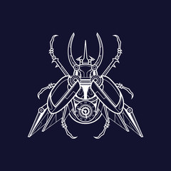 mechanical atlas beetle illustration and tshirt design