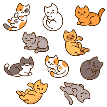 Naklejka Cute cartoon cat set