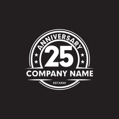 Fototapeta na wymiar 25th year anniversary emblem logo design vector template