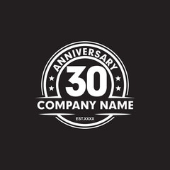Fototapeta na wymiar 30th year anniversary emblem logo design vector template