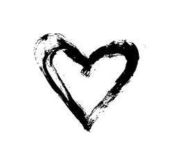Fototapeta na wymiar Paintbrush hand drawn heart design element. Valentine's Day vector illustration. Love symbol for Valentine card, banner. Distress texture. Isolated on white background