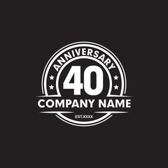 Fototapeta na wymiar 40th year anniversary emblem logo design vector template