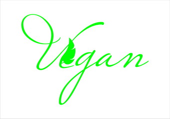 Vegan logo with  green leaf 