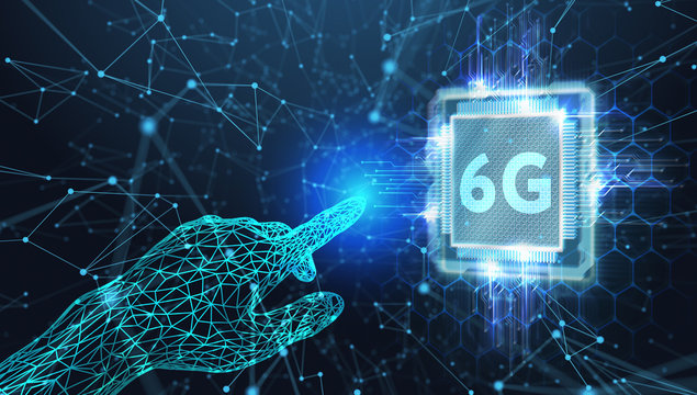 The concept of 6G network, high-speed mobile Internet, new generation networks. Business, modern technology, internet and networking concept.