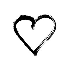 Fototapeta na wymiar Paintbrush hand drawn heart design element. Valentine's Day vector illustration. Love symbol for Valentine card, banner. Distress texture. Isolated on white background