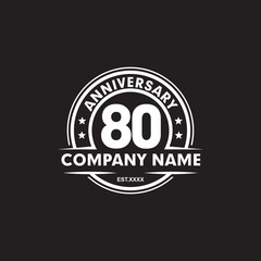 80th year anniversary emblem logo design vector template